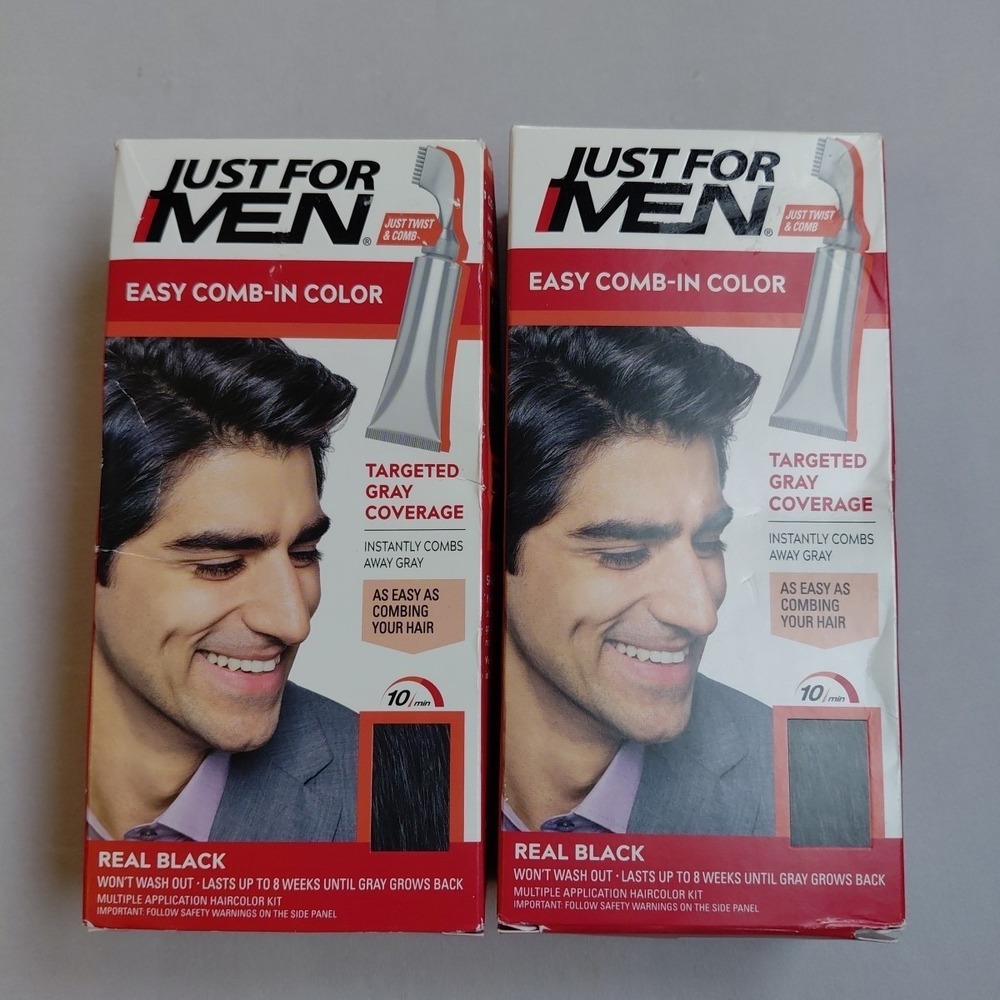 Lot Of 2 NEW Just For Men Easy Comb-In Hair Color Real Black A-55